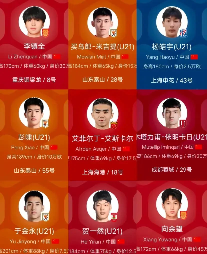 亚足联票选世预赛未来之星11人候选：王钰栋入选！胡桑诺